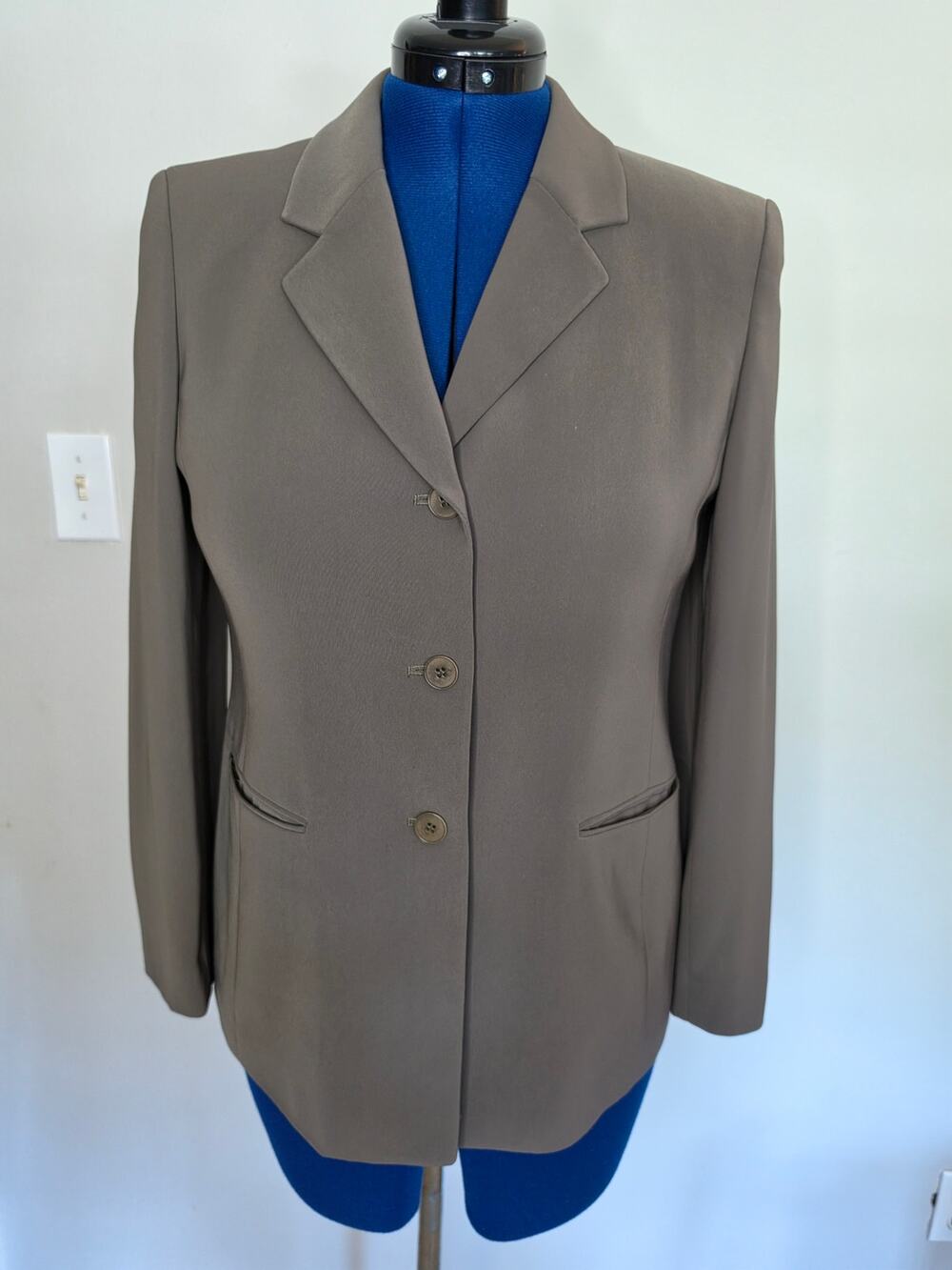 Kasper Petite Olive Green Taupe Tailored Career Blazer Jacket 10P